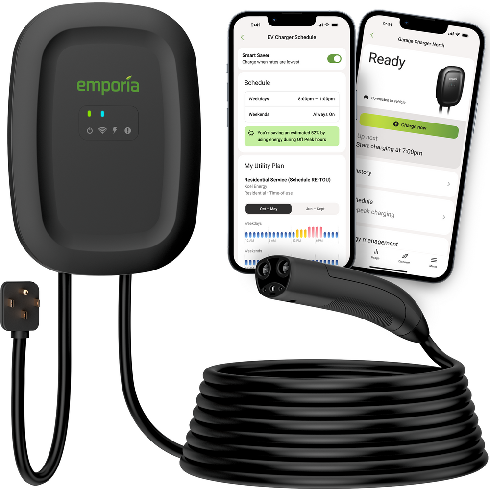 Emporia Classic Home Level 2 EV Charger | NACS (Tesla) or CCS (J1772)